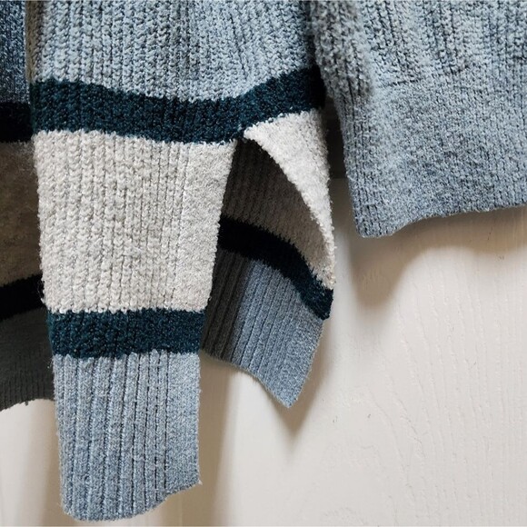 Maurices Cardigan Sweater Womens L Blue Gray Striped Open Front Casual Soft - Picture 5 of 8